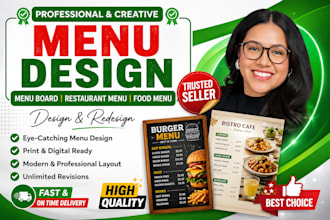 design digital menu board, cafe restaurant menu, food flyer and bar drink menu