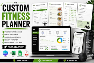 build fitness planner gym workout meal prep tracker sheet goals dashboard