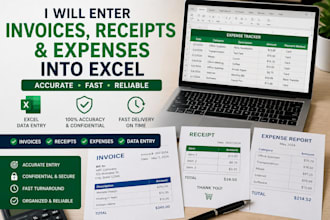 enter invoices, receipts, and expense data into excel