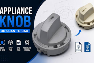 design appliance knob 3d scan into step cad and stl replacement part cad files