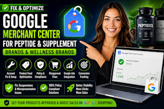 fix google merchant center for peptide and supplement brand wellness brand