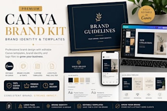 design premium canva brand kit, create canva corporate brand identity, logo file