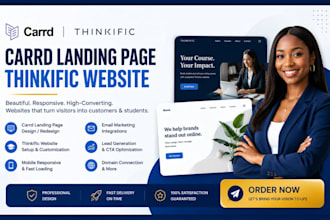design your thinkific website, carrd landing page