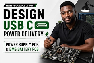 design usb c power delivery pcb, power supply pcb and bms battery pcb