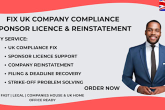fix UK company compliance issues for home office licence and restore