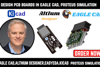 design pcb boards in eagle cad, easyeda, proteus simulation