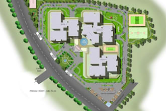 draft master plan, site plan and planting plan for commercial landscape design