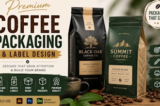 design premium coffee bag packaging and coffee label design