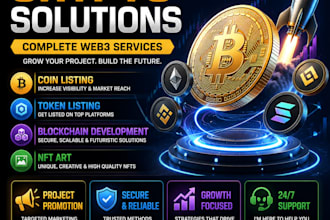 provide crypto coin listing, token listing, blockchain development, nft services