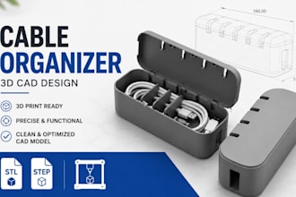 design cable organizer case 3d print stl step prototype cad model files