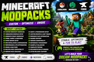 create fix optimize modpack minecraft forge, fabric paper server cobblemon setup