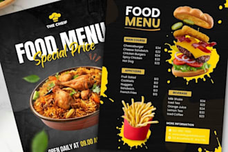 design professional menu digital or board, coffee menu, modern original food
