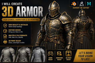 create premium 3d knight, samurai, and fantasy armor stl for 3d printing
