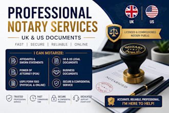 notarize UK US documents, affidavits, poa, usps form 1583 as notary public