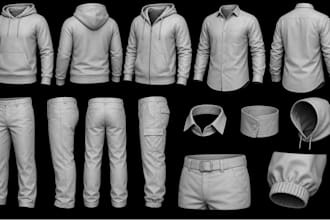do 3d cloth garment mesh design in clo3d marvelous designer for second life imvu