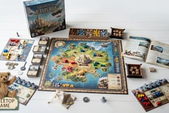 create board game with playing card game on wooden tabletop