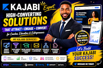 design kajabi website, sales funnel, online course and automation