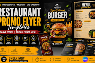 design restaurant promo flyer canva editable food menu template