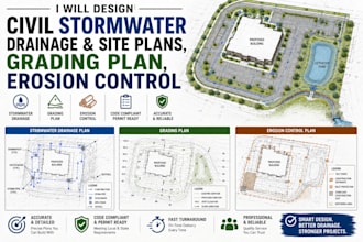 design civil stormwater drainage, grading plan and erosion control plan