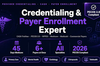 handle pending licenses and credentialing for major payers for all specialties