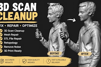 fix edit modify 3d scan cleanup mesh cleanup fix stl file retopology removenoise