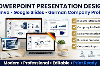 create powerpoint presentation design canva google slides german company profile