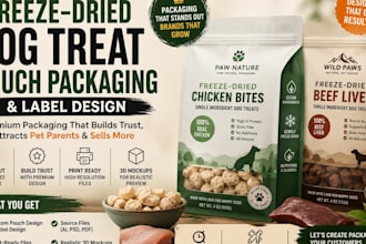 design freeze dried dog treat pouch packaging and label