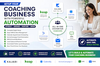 setup coaching business kajabi keap calendly activecampaign sms email automation