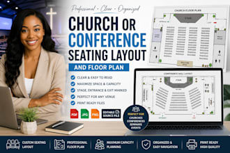 create a clear church or conference seating layout and floor plan