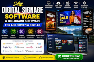 setup digital signage software and billboard software for ads screen and display