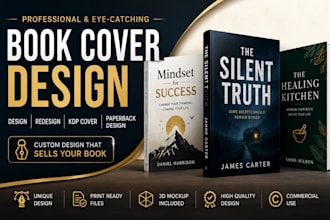 do book cover design, book cover redesign, kdp book cover, and paperback design