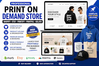 build an etsy or shopify print on demand store with printful, printify or gelato
