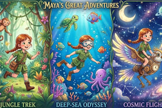 do children storybook illustration consistent character storybook