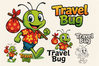 create awesome travel bug logo with free source file