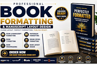 do book formatting, manuscript formatting, book design, typesetting proofreading