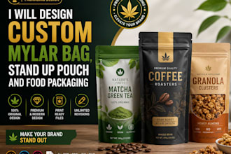 design custom mylar bag, stand up pouch and food packaging
