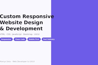 custom responsive website built with HTML, CSS, javascript and bootstrap