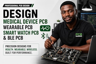 design medical device pcb, wearable pcb, smart watch pcb and ble pcb