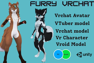 do custom vrchat furry avatar 3d model vr character anime vr chat avatar vrc