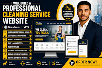 design a commercial cleaning, janitorial cleaning website in wordpress or wix