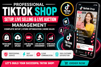 set up tiktok shop, live selling, and live auction