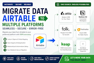 migrate data airtable to attio CRM custom objects notion ai folk freshsales keap