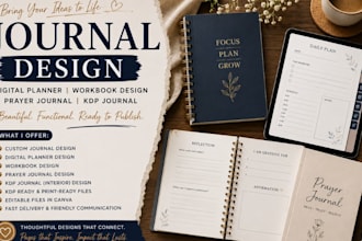 do journal design, digital planner, workbook design, prayer journal, kdp journal