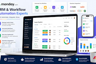 setup monday CRM, monday com automation workflow and integrations expert