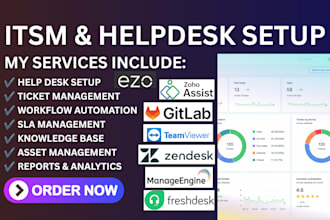 setup itsm zoho assist gitlab teamviewer zendesk manageengine ezo freshdesk