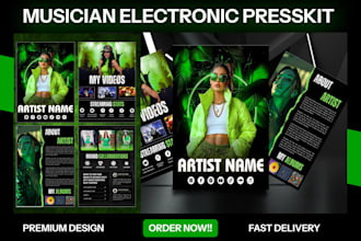 one sheet artist epk design media kit band epk artist presskit website dj epk