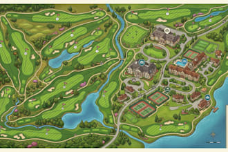 create golf resort map, golf property map, golf club map, golf wayfinding map