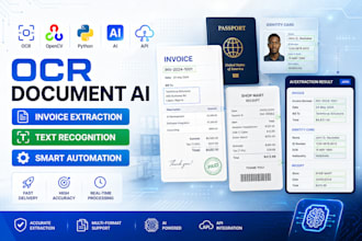 develop ocr document ai, invoice extraction and text recognition system