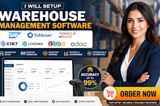 setup warehouse management software sap fishbowl netsuite cin7 logiwa zoho odoo
