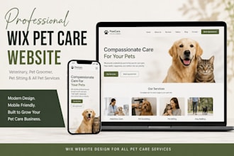 build wix pet care website veterinary, pet groomer, and pet sitting website
